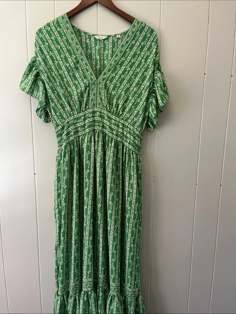 green stripe maxi dress GREEN & WHITE STRIPE COTTON MAXI main image 1